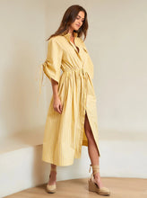 Load image into Gallery viewer, Yana Yellow and White Stripe Cotton Poplin Dress
