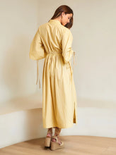 Load image into Gallery viewer, Yana Yellow and White Stripe Cotton Poplin Dress

