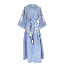 Load image into Gallery viewer, De Castro Light Denim Swan Dress
