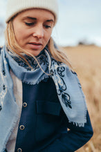 Load image into Gallery viewer, Maison Lecomte Flament Wool and Cashmere Bandana Scarf in Riviera Blue
