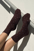 Load image into Gallery viewer, Le Bon Shoppe Cacao with Light Blue Polka Dot Socks
