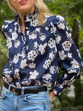 Load image into Gallery viewer, Secular Rene Blouse in Indigo Winter Jasmine
