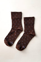 Load image into Gallery viewer, Le Bon Shoppe Cacao with Light Blue Polka Dot Socks
