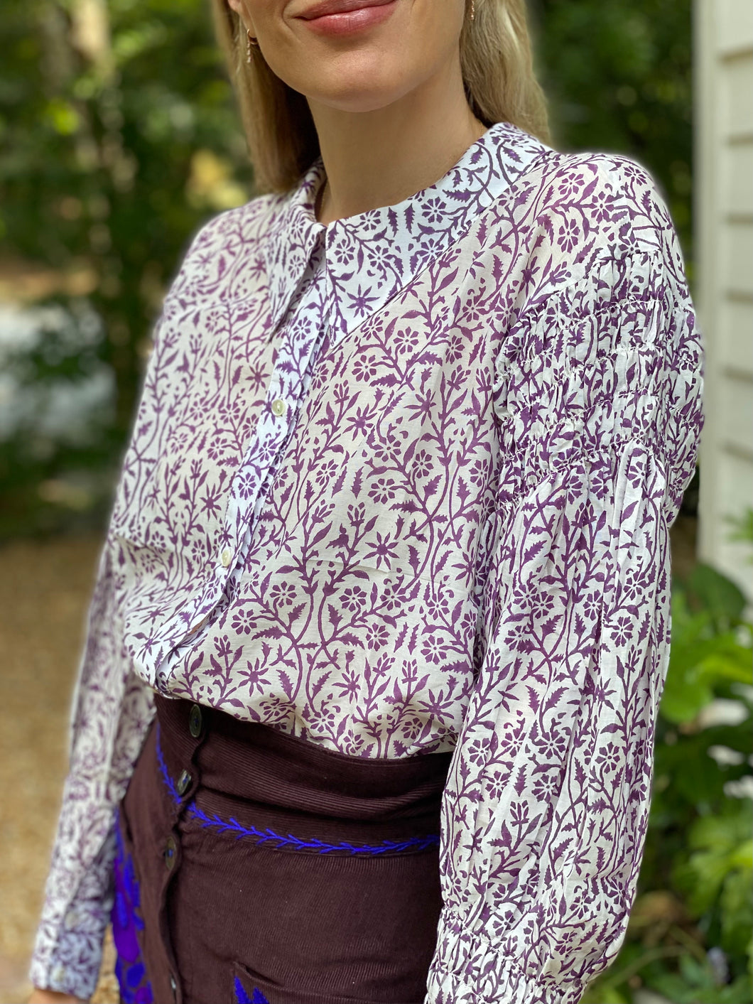 Thierry Colson Cotton Silk Zlata Blouse in Magic Pruple