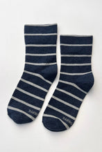 Load image into Gallery viewer, Le Bon Shoppe Marine and White Stripe Wally Sock
