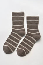 Load image into Gallery viewer, Le Bon Shoppe Mocha and Ecru Stripe Wally Sock
