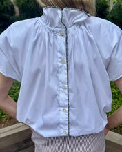 Load image into Gallery viewer, Reversible Ada Top in White with Liberty Piping
