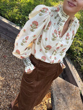 Load image into Gallery viewer, Andion Amelia Blouse in Block Print Floral with Hand Embroidery
