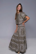 Load image into Gallery viewer, Embroidered Bandana Top in Army Green-One Size
