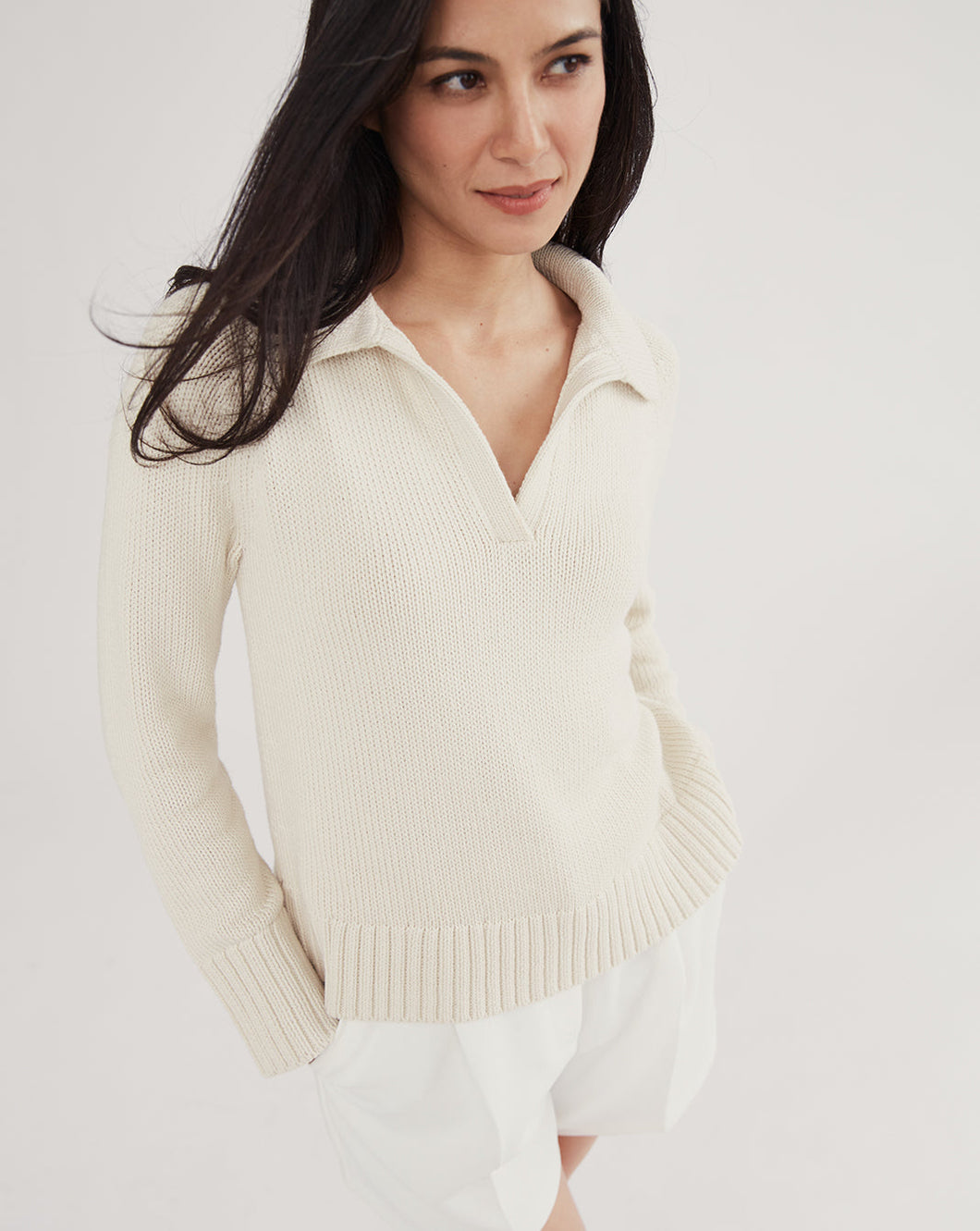 State of Cotton Avery Cotton Polo Neck Sweater
