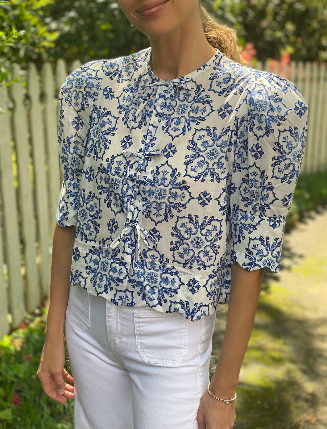 Andion Blue and White Barbara Blouse
