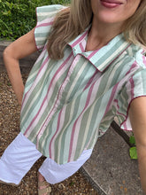 Load image into Gallery viewer, Jessie Top in Seaglass Stripe
