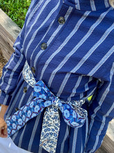 Load image into Gallery viewer, APOF Bow Belt in Liberty Fabrics (Chevron Blue/Empress Blue)
