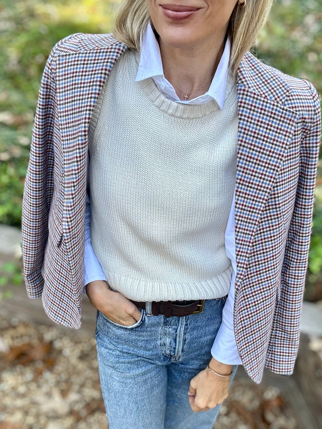 The Little Project Raisin Checked Plaid Blazer