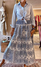 Load image into Gallery viewer, Embroidered Bandana Skirt in Light Blue-One Size
