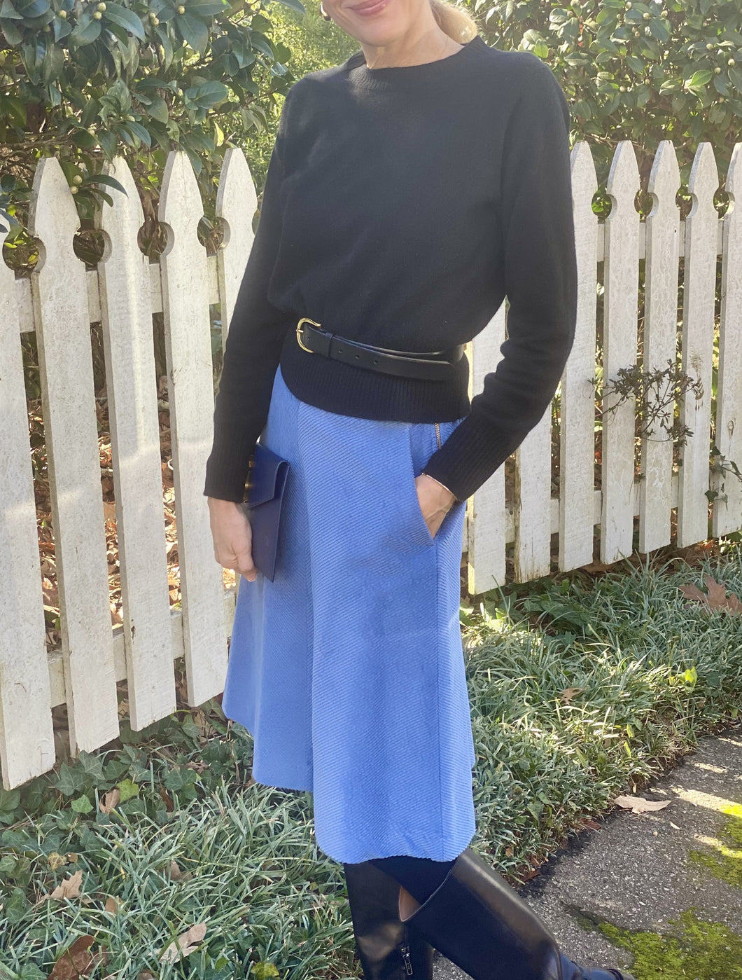 APOF Bello Skirt in Blue Corduroy
