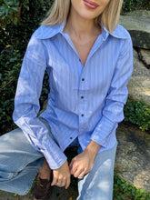 Load image into Gallery viewer, Diega Cilva Blouse in Blue/Prune
