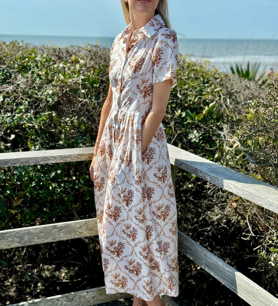 Evi Grintela Nellie Shirt Dress in Brown Shells
