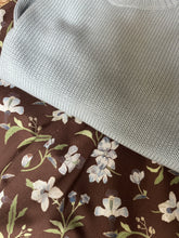 Load image into Gallery viewer, Coco Shop Pencil Skirt in Chocolate Brown Hibiscus-Woven Cotton

