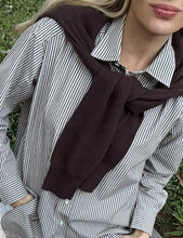 Load image into Gallery viewer, Hartford Cinema Blouse in Brown and White Striped Cotton
