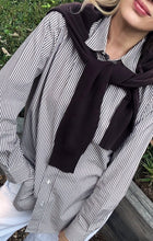 Load image into Gallery viewer, Hartford Cinema Blouse in Brown and White Striped Cotton
