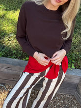 Load image into Gallery viewer, Archer Chocolate Brown Cashmere Double Neckline Crew
