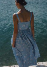 Load image into Gallery viewer, Coco Shop Scoop Neck Dress in Blue Mini Bouquet

