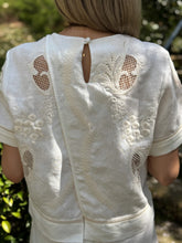 Load image into Gallery viewer, Lug Von Siga Off White Dakota Top with Embroidery and Lace Insets
