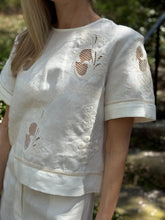 Load image into Gallery viewer, Lug Von Siga Off White Dakota Top with Embroidery and Lace Insets

