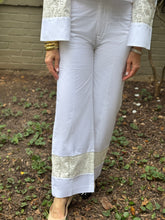 Load image into Gallery viewer, Destree Yoshitomo Broderie Anglaise Trimmed Cotton Poplin Straight Leg Pants
