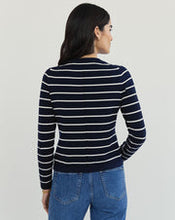 Load image into Gallery viewer, The Devon Luxury Cotton Crew Neck in Navy and Ivory Stripe
