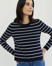 Load image into Gallery viewer, The Devon Luxury Cotton Crew Neck in Navy and Ivory Stripe
