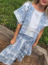 Load image into Gallery viewer, Embroidered Bandana Skirt in Light Blue-One Size

