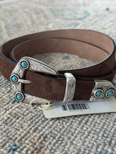 Load image into Gallery viewer, Hartford Andrew Belt- Dark Brown Suede with Silver and Turquoise

