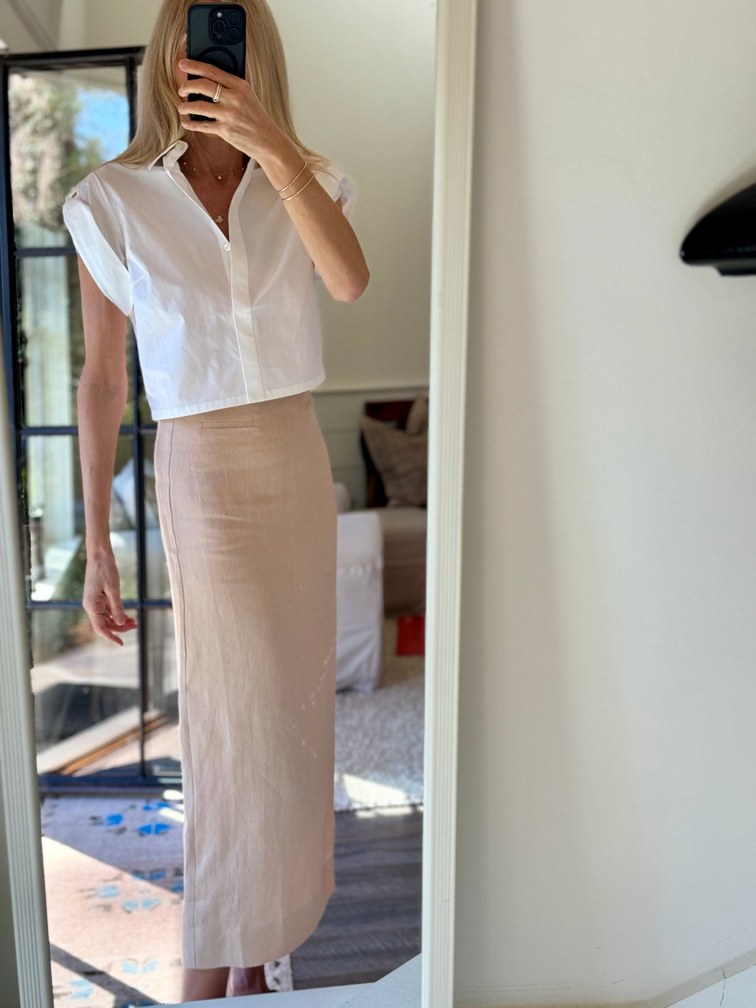 Hevron Crawford Hemp Pencil Skirt with Side Slit