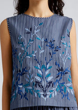 Load image into Gallery viewer, Loretta Caponi Hilary Sleeveless Top in Blue &quot;Denim&quot; with Blue Embroidery

