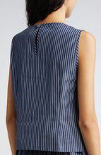 Load image into Gallery viewer, Loretta Caponi Hilary Sleeveless Top in Blue &quot;Denim&quot; with Blue Embroidery
