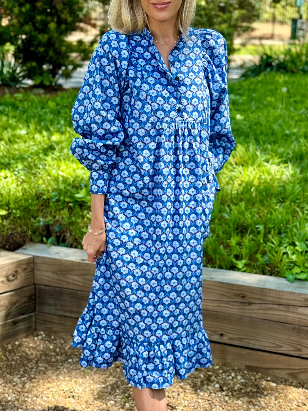 APOF Isabel Dress in Chevron Blue