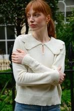 Load image into Gallery viewer, The Jakob Scalloped Heirloom Sweater in Cream
