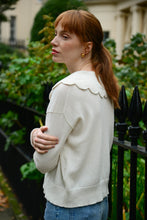 Load image into Gallery viewer, The Jakob Scalloped Heirloom Sweater in Cream
