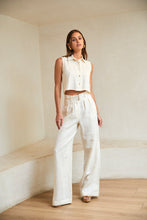 Load image into Gallery viewer, Alina Ivory Linen Wide Leg Pants
