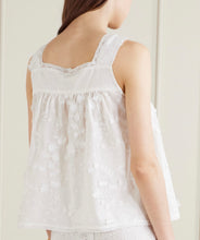 Load image into Gallery viewer, Lortetta Caponi Suvereto Bow-Embellished Lace-Trimmed Broderie Anglaise Cotton Top
