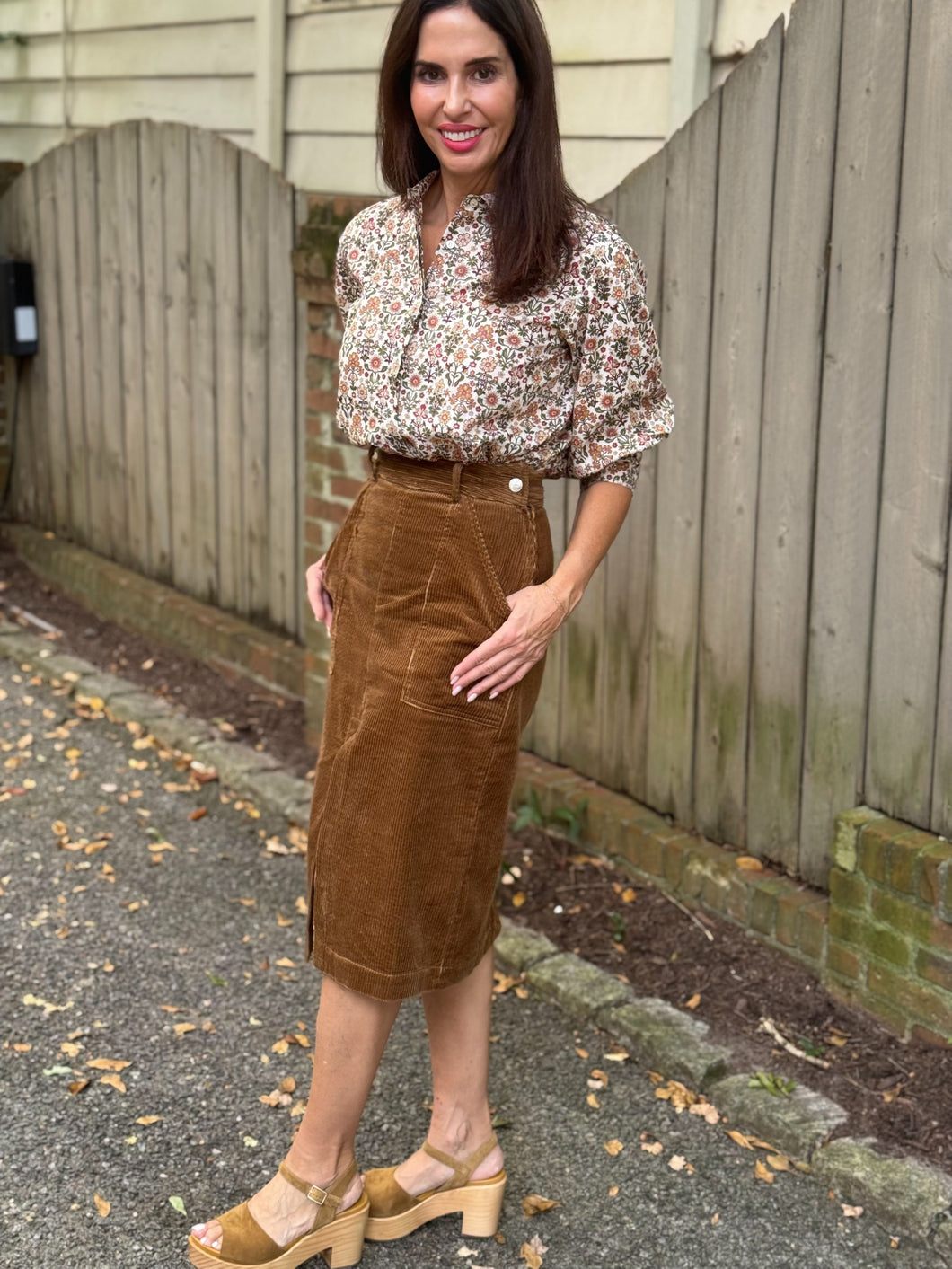 Secular Maggie Skirt in Camel Corduroy