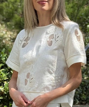Load image into Gallery viewer, Lug Von Siga Off White Dakota Top with Embroidery and Lace Insets

