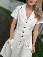 Load image into Gallery viewer, Mar Mar Handmade and Embroidered Olga Off-White Linen Shirt Dress
