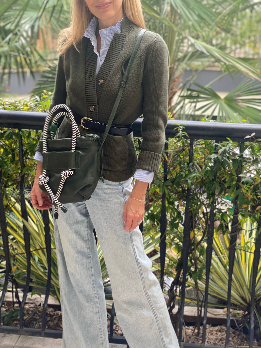 The Sutton Cotton Cardigan/Blazer in Army Green