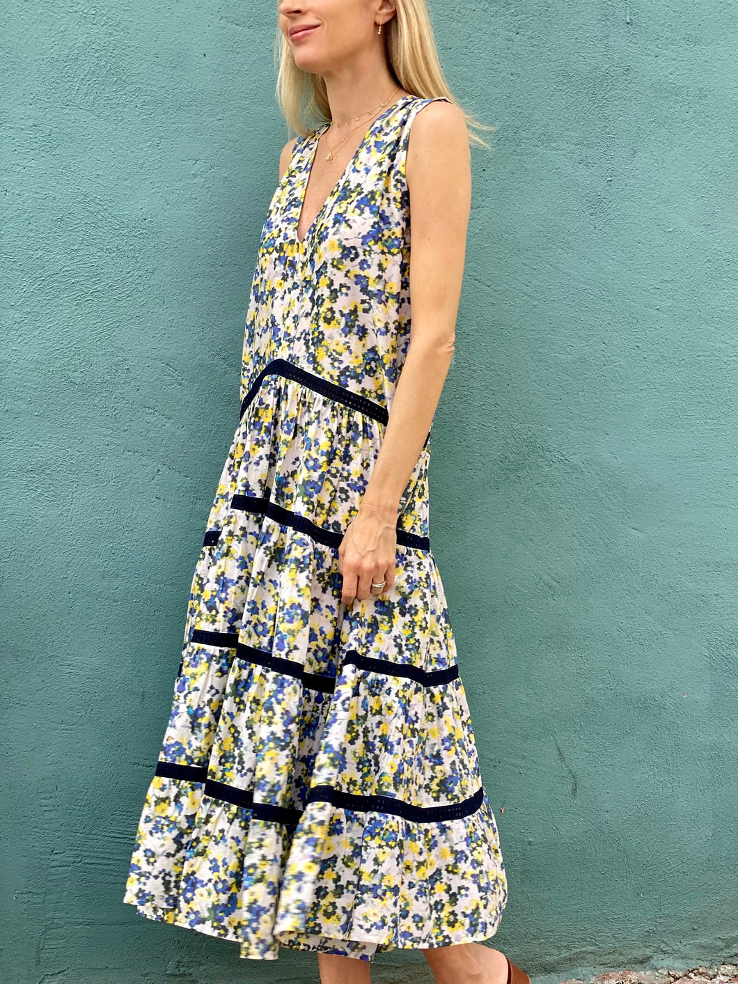 Merlette Blue Floral Print Wallis Dress