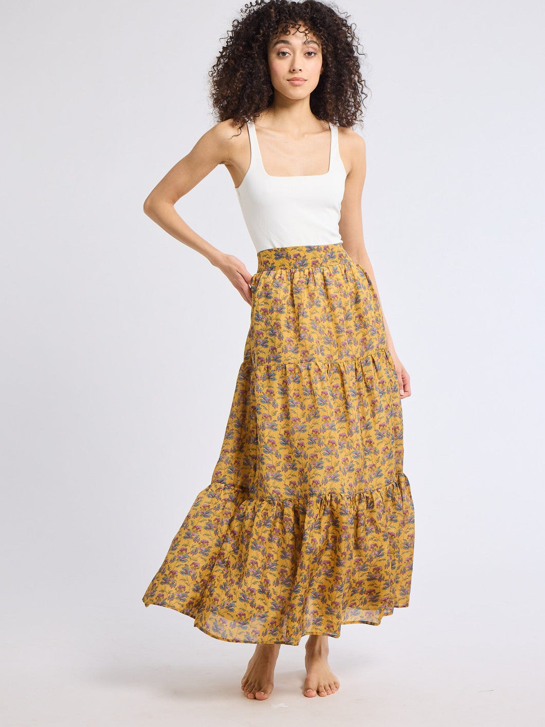 Paola Silk Skirt in Rattan Floral