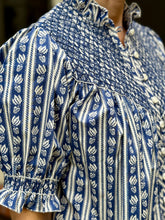 Load image into Gallery viewer, Loretta Caponi Milvia Blouse in Navy and White Fragaria (Strawberry) Print
