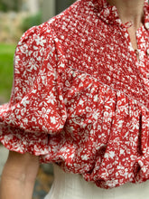 Load image into Gallery viewer, Loretta Caponi Milvia Blouse in Red and White Papaveri Print
